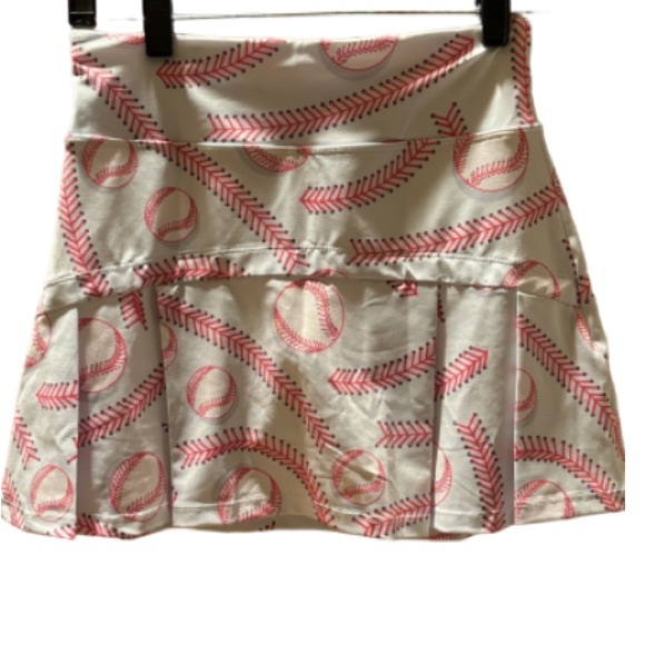 Sporty Baseball Pattern Mini Skort A league of her own Xs nwot golf pickleball - Picture 2 of 13